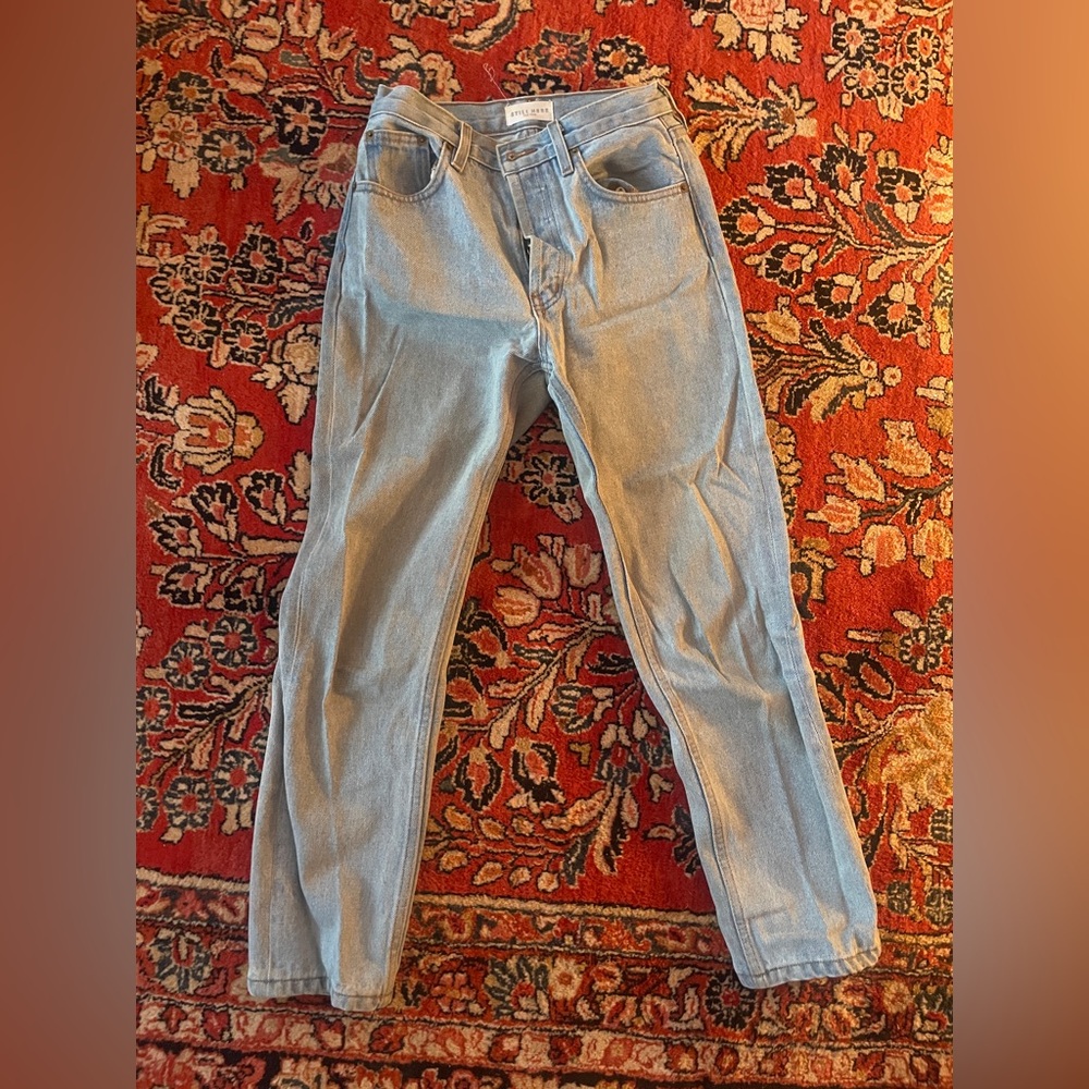 Still Here NYC Open Red Tate Crop in vintage blue